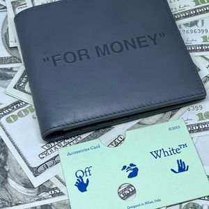 Off White gray leather “ For money” leather wallet. Brand new